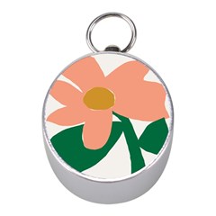 Peach Sunflower Flower Pink Green Mini Silver Compasses by Mariart