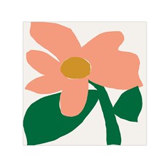 Peach Sunflower Flower Pink Green Small Satin Scarf (square)