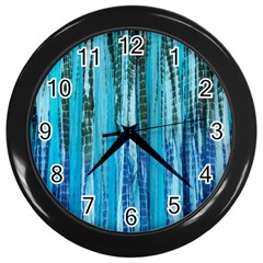 Line Tie Dye Green Kaleidoscope Opaque Color Wall Clocks (black)