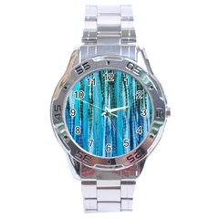 Line Tie Dye Green Kaleidoscope Opaque Color Stainless Steel Analogue Watch by Mariart