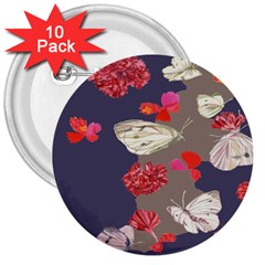 Original Butterfly Carnation 3  Buttons (10 Pack)  by Mariart