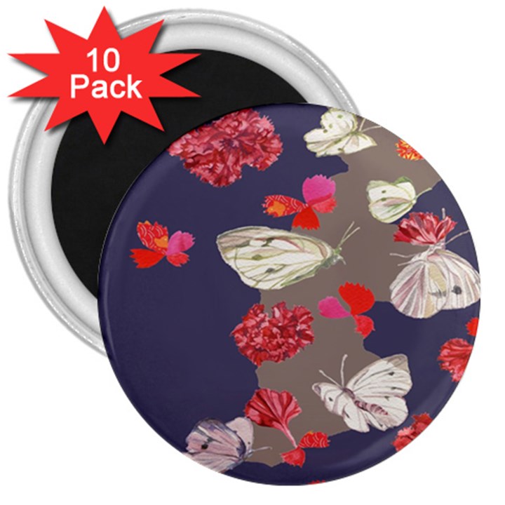 Original Butterfly Carnation 3  Magnets (10 pack) 