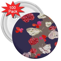 Original Butterfly Carnation 3  Buttons (100 Pack)  by Mariart