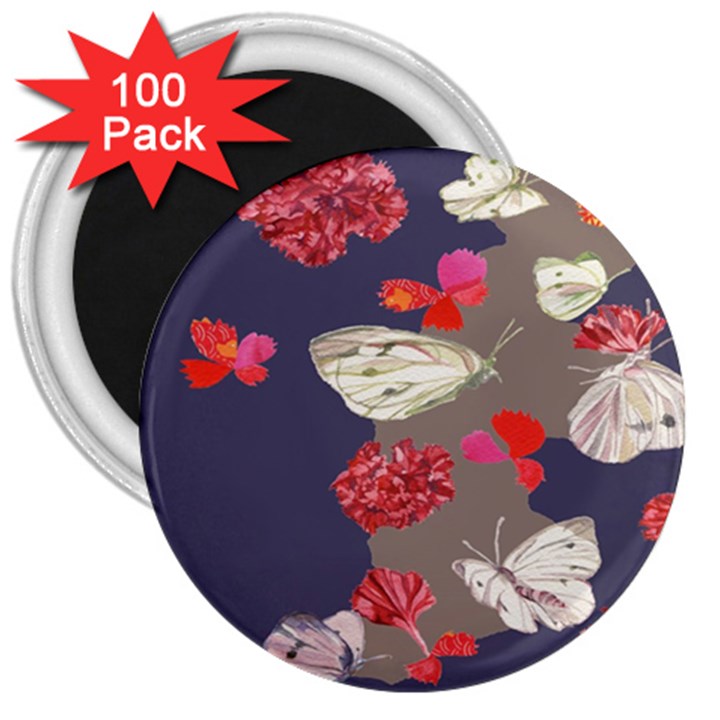 Original Butterfly Carnation 3  Magnets (100 pack)