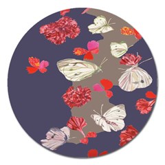 Original Butterfly Carnation Magnet 5  (round) by Mariart