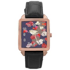 Original Butterfly Carnation Rose Gold Leather Watch  by Mariart