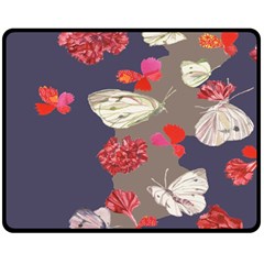 Original Butterfly Carnation Double Sided Fleece Blanket (medium)  by Mariart