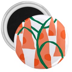 Portraits Plants Carrot Polka Dots Orange Green 3  Magnets