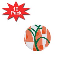 Portraits Plants Carrot Polka Dots Orange Green 1  Mini Buttons (10 Pack) 