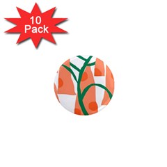 Portraits Plants Carrot Polka Dots Orange Green 1  Mini Magnet (10 Pack) 