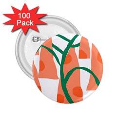 Portraits Plants Carrot Polka Dots Orange Green 2 25  Buttons (100 Pack)  by Mariart