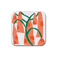 Portraits Plants Carrot Polka Dots Orange Green Rubber Coaster (square) 