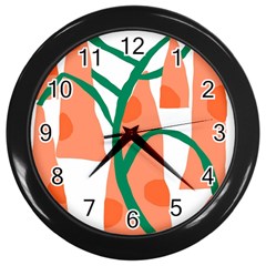 Portraits Plants Carrot Polka Dots Orange Green Wall Clocks (black) by Mariart