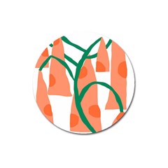 Portraits Plants Carrot Polka Dots Orange Green Magnet 3  (round)