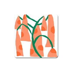 Portraits Plants Carrot Polka Dots Orange Green Square Magnet by Mariart