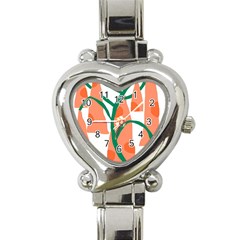 Portraits Plants Carrot Polka Dots Orange Green Heart Italian Charm Watch by Mariart