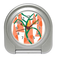 Portraits Plants Carrot Polka Dots Orange Green Travel Alarm Clocks by Mariart