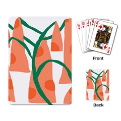 Portraits Plants Carrot Polka Dots Orange Green Playing Card by Mariart