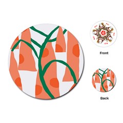 Portraits Plants Carrot Polka Dots Orange Green Playing Cards (round)  by Mariart