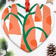 Portraits Plants Carrot Polka Dots Orange Green Heart Ornament (two Sides) by Mariart