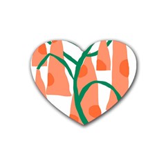 Portraits Plants Carrot Polka Dots Orange Green Rubber Coaster (heart)  by Mariart