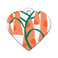 Portraits Plants Carrot Polka Dots Orange Green Dog Tag Heart (two Sides) by Mariart