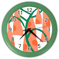 Portraits Plants Carrot Polka Dots Orange Green Color Wall Clocks by Mariart