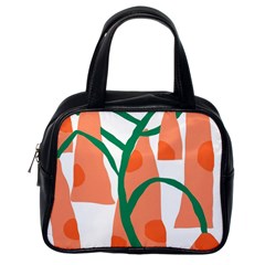 Portraits Plants Carrot Polka Dots Orange Green Classic Handbags (one Side) by Mariart