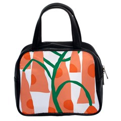 Portraits Plants Carrot Polka Dots Orange Green Classic Handbags (2 Sides) by Mariart