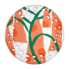 Portraits Plants Carrot Polka Dots Orange Green Ornament (round Filigree) by Mariart