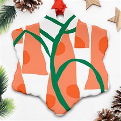 Portraits Plants Carrot Polka Dots Orange Green Ornament (snowflake) by Mariart