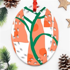 Portraits Plants Carrot Polka Dots Orange Green Ornament (oval Filigree) by Mariart