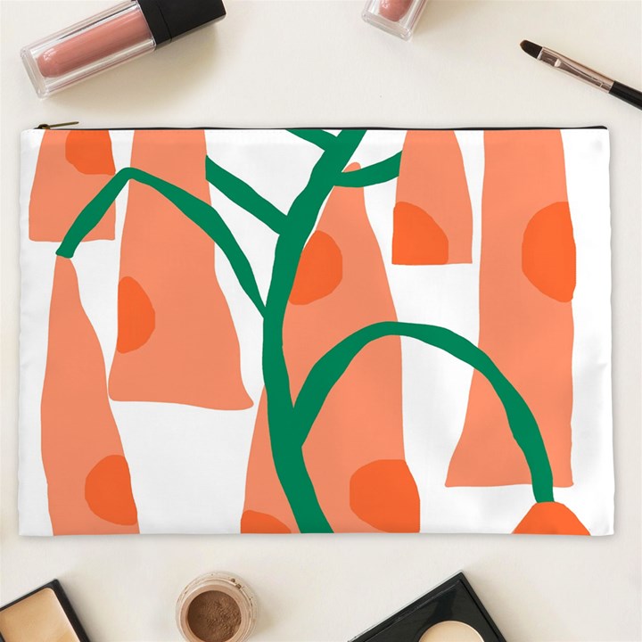 Portraits Plants Carrot Polka Dots Orange Green Cosmetic Bag (XXL) 