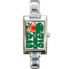 Portraits Plants Sunflower Green Orange Flower Rectangle Italian Charm Watch by Mariart