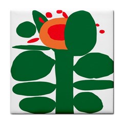 Portraits Plants Sunflower Green Orange Flower Tile Coasters