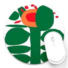 Portraits Plants Sunflower Green Orange Flower Round Mousepads by Mariart