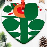 Portraits Plants Sunflower Green Orange Flower Ornament (Heart) Front