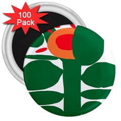 Portraits Plants Sunflower Green Orange Flower 3  Magnets (100 Pack)