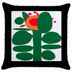 Portraits Plants Sunflower Green Orange Flower Throw Pillow Case (black) by Mariart