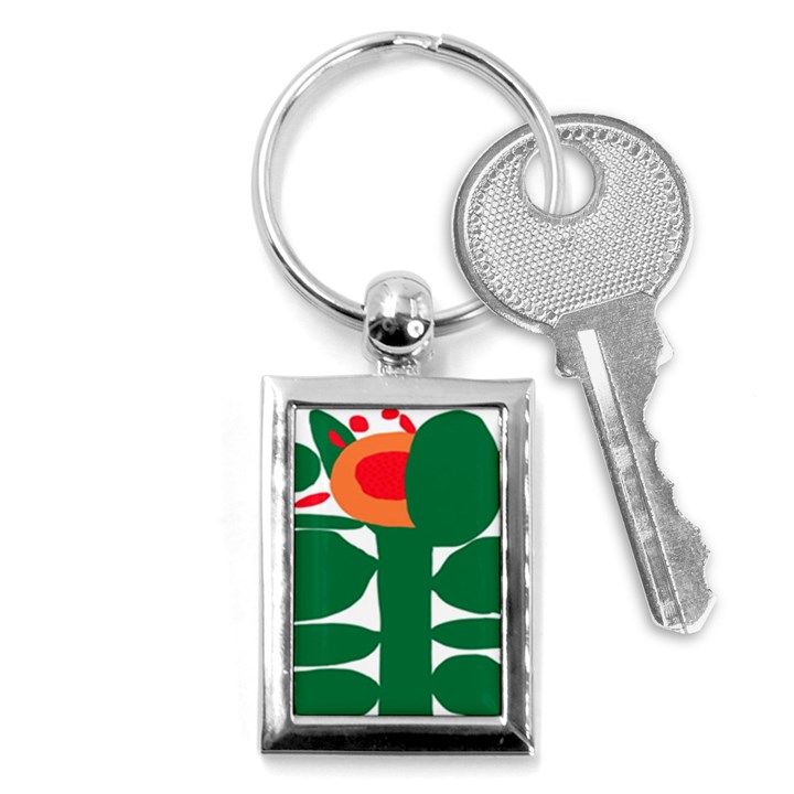 Portraits Plants Sunflower Green Orange Flower Key Chains (Rectangle) 