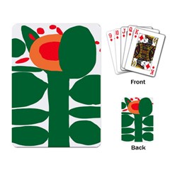 Portraits Plants Sunflower Green Orange Flower Playing Card by Mariart