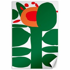 Portraits Plants Sunflower Green Orange Flower Canvas 12  X 18   by Mariart