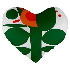 Portraits Plants Sunflower Green Orange Flower Large 19  Premium Heart Shape Cushions