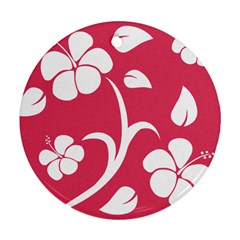 Pink Hawaiian Flower White Ornament (round)