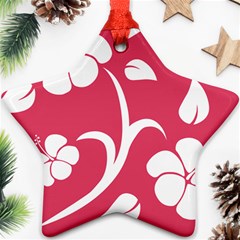 Pink Hawaiian Flower White Ornament (star) by Mariart