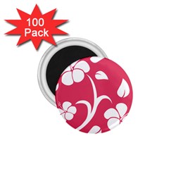 Pink Hawaiian Flower White 1 75  Magnets (100 Pack)  by Mariart