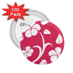 Pink Hawaiian Flower White 2 25  Buttons (100 Pack)  by Mariart