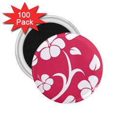 Pink Hawaiian Flower White 2 25  Magnets (100 Pack)  by Mariart