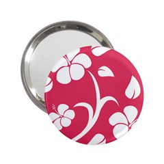 Pink Hawaiian Flower White 2 25  Handbag Mirrors