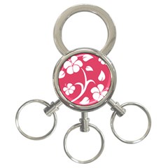 Pink Hawaiian Flower White 3-ring Key Chains by Mariart